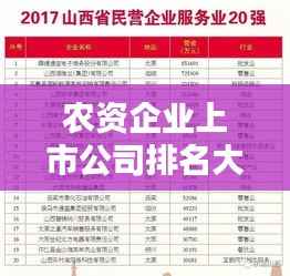 农资企业上市公司排名大揭秘,谁是行业领头羊?