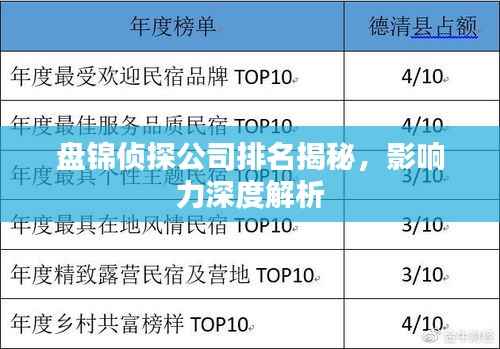 盘锦侦探公司排名揭秘,影响力深度解析